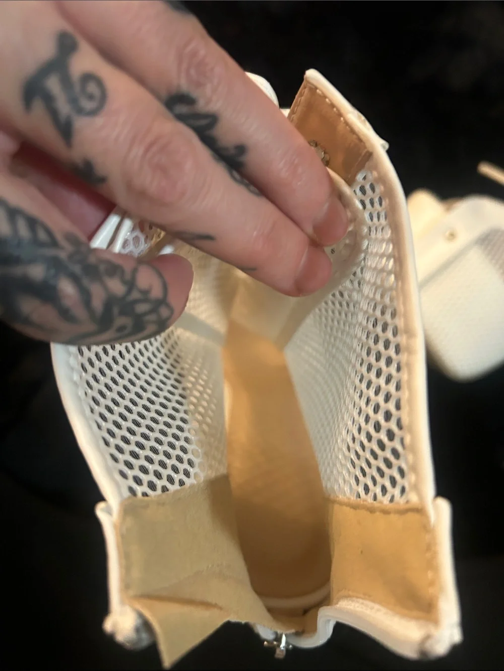 SHEIN White Lace-Up Mesh Platform Heels